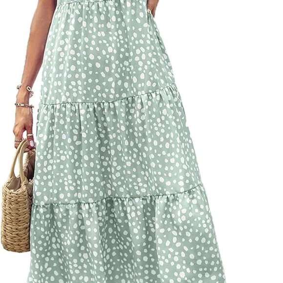 Mommy and Me Dresses Summer Boho Casual Ruffle Puff Sleeve High Waist Midi - Picture 2 of 6